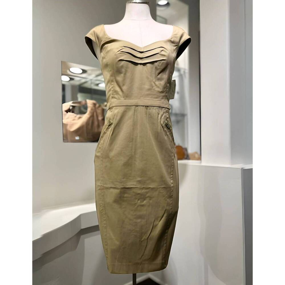 NEW BYRON LARS zipback cap sleeve dress in dune